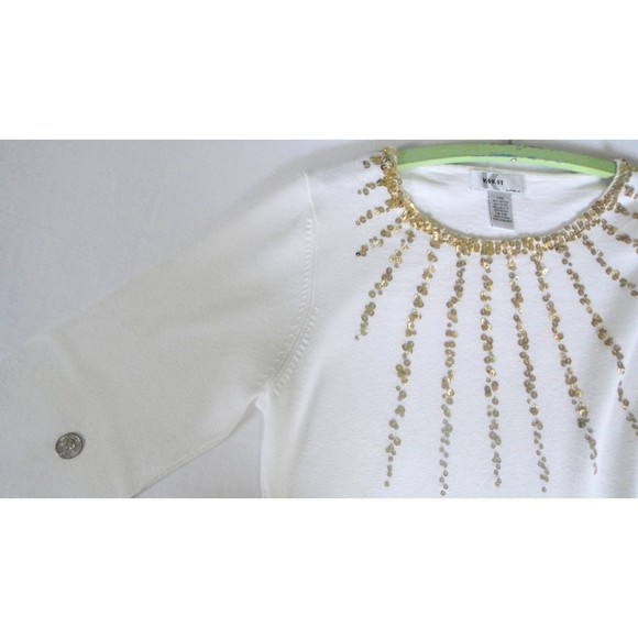 KIKIT SEQUIN SWEATER, IVORY, SIZE L - Picture 6 of 9